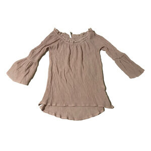 Simply Irresistible Blouse Sz Small Pale Pink Boho Festival Milkmaid Bell Sleeve